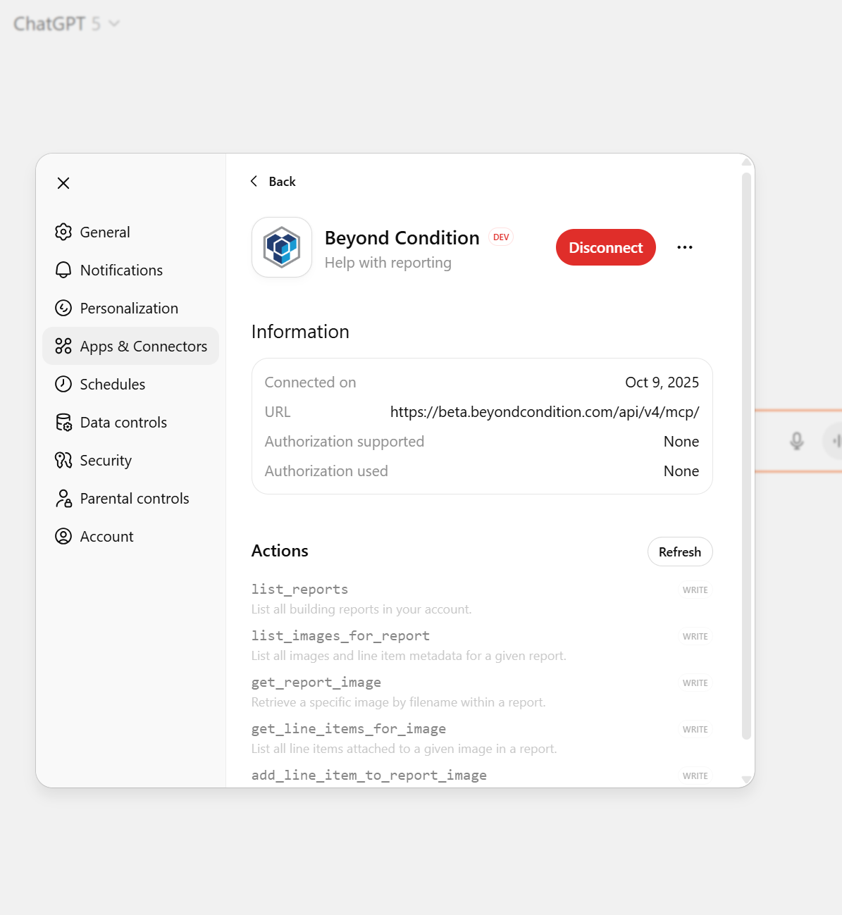 Connecting CamReport to ChatGPT