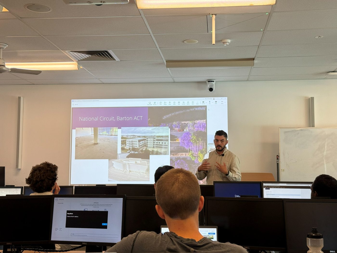 Craig MacDonald speaking to a property development class at Bond University
