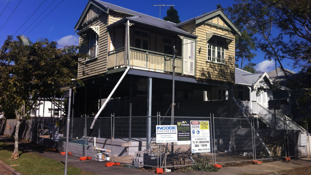 Raising a queenslander home, located in New Farm Brisbane QLD